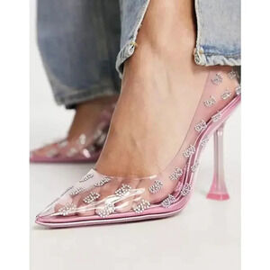 NWOT ALDO x Barbie Stessy Heels - Barbietessy Clear Embellished Stiletto Glitter